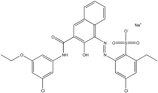 4-Chloro-2-ethyl-6-[[3-[[(3-chloro-5-ethoxyphenyl)amino]carbonyl]-2-hydroxy-1-naphtyl]azo]benzenesulfonic acid sodium salt Struktur