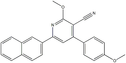 4-(4-Methoxyphenyl)-6-(2-naphtyl)-2-methoxypyridine-3-carbonitrile Struktur