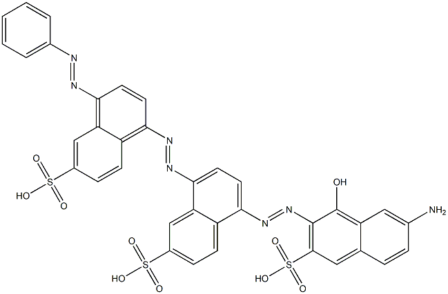 5-[(7-Amino-1-hydroxy-3-sulfo-2-naphtyl)azo]-8-[[4-(phenylazo)-6-sulfo-1-naphtyl]azo]-2-naphthalenesulfonic acid Struktur