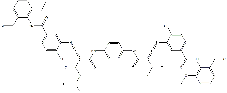 3,3'-[2-(1-Chloroethyl)-1,4-phenylenebis[iminocarbonyl(acetylmethylene)azo]]bis[N-[2-(chloromethyl)-6-methoxyphenyl]-4-chlorobenzamide] Struktur