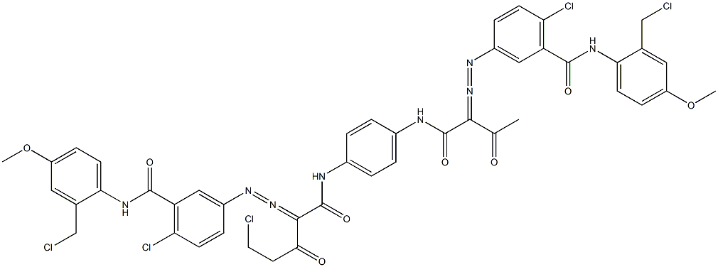 3,3'-[2-(Chloromethyl)-1,4-phenylenebis[iminocarbonyl(acetylmethylene)azo]]bis[N-[2-(chloromethyl)-4-methoxyphenyl]-6-chlorobenzamide] Struktur