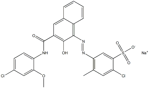 2-Chloro-4-methyl-5-[[3-[[(4-chloro-2-methoxyphenyl)amino]carbonyl]-2-hydroxy-1-naphtyl]azo]benzenesulfonic acid sodium salt Struktur