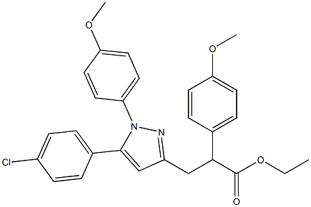 2-(4-Methoxyphenyl)-3-[[1-(4-methoxyphenyl)-5-(4-chlorophenyl)-1H-pyrazol]-3-yl]propanoic acid ethyl ester Struktur