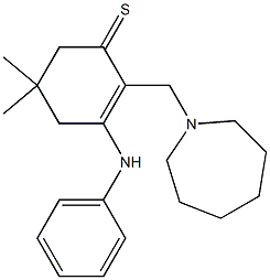 2-[[(Hexahydro-1H-azepin)-1-yl]methyl]-3-phenylamino-5,5-dimethyl-2-cyclohexene-1-thione Struktur