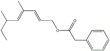 Phenylacetic acid 4,6-dimethyl-2,4-octadienyl ester Struktur