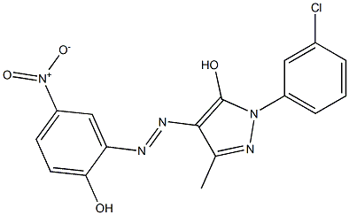 1-(m-Chlorophenyl)-4-(2-hydroxy-5-nitrophenylazo)-3-methyl-1H-pyrazol-5-ol Struktur