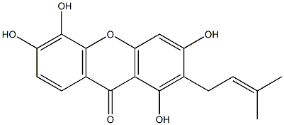 3,4,6,8-Tetrahydroxy-7-prenyl-9H-xanthene-9-one Struktur