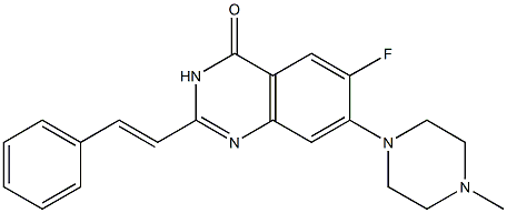 2-[(E)-2-Phenylethenyl]-6-fluoro-7-(4-methyl-1-piperazinyl)quinazolin-4(3H)-one Struktur