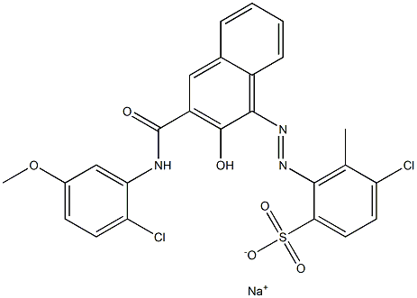 4-Chloro-3-methyl-2-[[3-[[(2-chloro-5-methoxyphenyl)amino]carbonyl]-2-hydroxy-1-naphtyl]azo]benzenesulfonic acid sodium salt Struktur