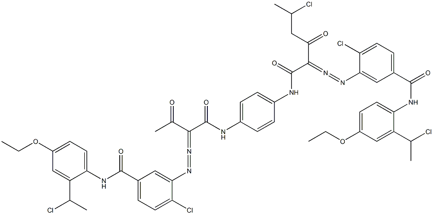 3,3'-[2-(1-Chloroethyl)-1,4-phenylenebis[iminocarbonyl(acetylmethylene)azo]]bis[N-[2-(1-chloroethyl)-4-ethoxyphenyl]-4-chlorobenzamide] Struktur