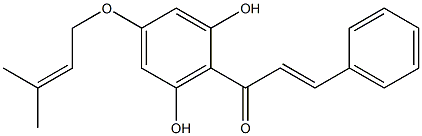 2-[(E)-3-Phenyl-1-oxo-2-propenyl]-5-(3-methyl-2-butenyloxy)benzene-1,3-diol Struktur