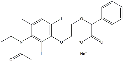 2-[2-[3-(N-Ethylacetylamino)-2,4,6-triiodophenoxy]ethoxy]-2-phenylacetic acid sodium salt Struktur