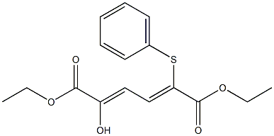 2-Hydroxy-5-phenylthio-2,4-hexadienedioic acid diethyl ester Struktur