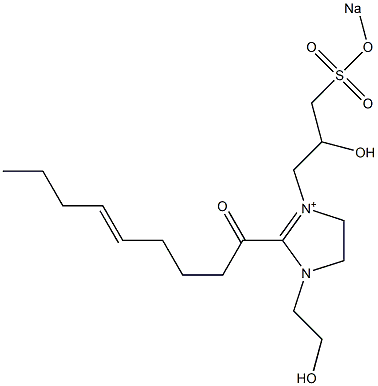 1-(2-Hydroxyethyl)-3-[2-hydroxy-3-(sodiooxysulfonyl)propyl]-2-(5-nonenoyl)-2-imidazoline-3-ium Struktur