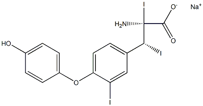 (2S,3R)-2-Amino-3-[4-(4-hydroxyphenoxy)-3-iodophenyl]-2,3-diiodopropanoic acid sodium salt Struktur