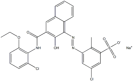 3-Chloro-6-methyl-5-[[3-[[(2-chloro-6-ethoxyphenyl)amino]carbonyl]-2-hydroxy-1-naphtyl]azo]benzenesulfonic acid sodium salt Struktur