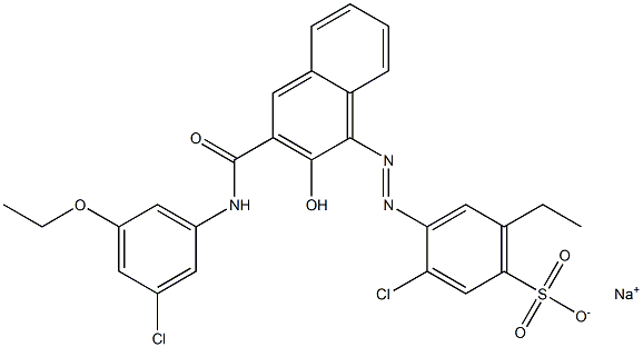 3-Chloro-6-ethyl-4-[[3-[[(3-chloro-5-ethoxyphenyl)amino]carbonyl]-2-hydroxy-1-naphtyl]azo]benzenesulfonic acid sodium salt Struktur