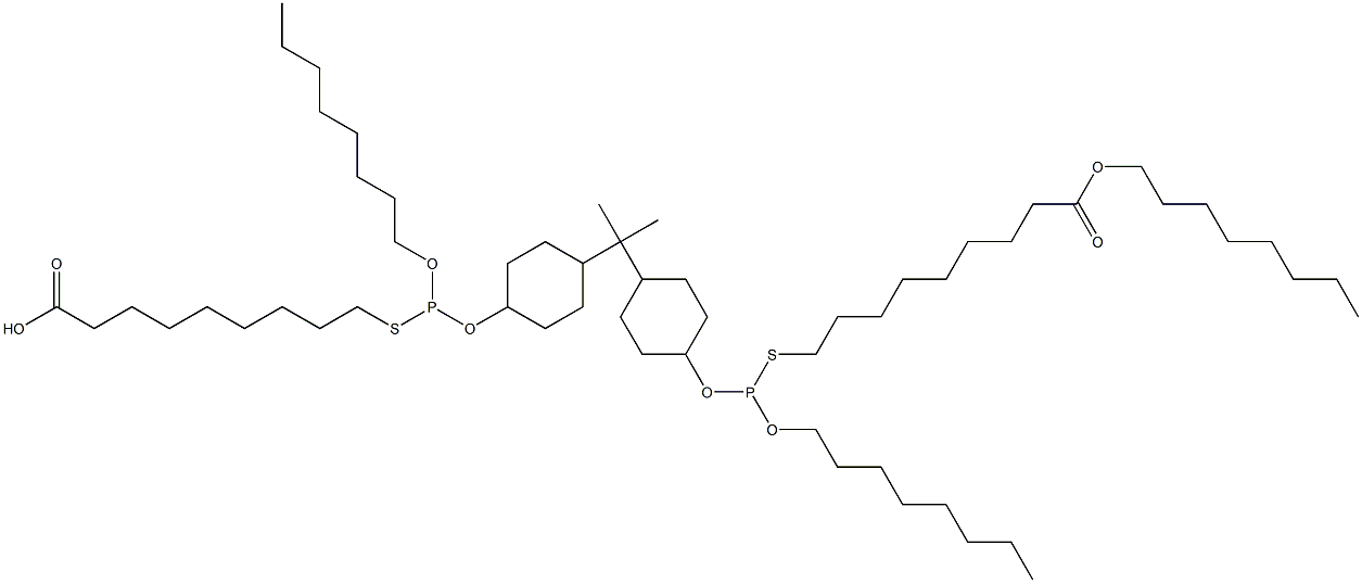 9,9'-[[Isopropylidenebis(4,1-cyclohexanediyloxy)]bis[(octyloxy)phosphinediylthio]]bis(nonanoic acid octyl) ester Struktur