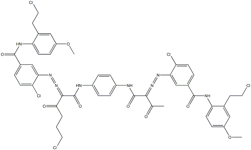 3,3'-[2-(2-Chloroethyl)-1,4-phenylenebis[iminocarbonyl(acetylmethylene)azo]]bis[N-[2-(2-chloroethyl)-4-methoxyphenyl]-4-chlorobenzamide] Struktur