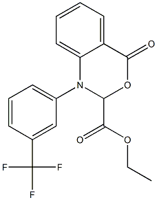 1-[3-(Trifluoromethyl)phenyl]-1,2-dihydro-4-oxo-4H-3,1-benzoxazine-2-carboxylic acid ethyl ester Struktur