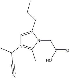 3-(1-Cyanoethyl)-2-methyl-5-propyl-1-(carboxymethyl)-1H-imidazol-3-ium Struktur