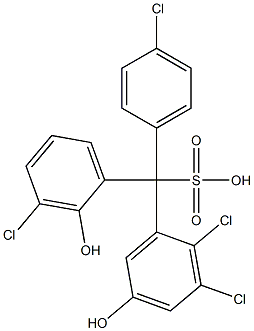 (4-Chlorophenyl)(3-chloro-2-hydroxyphenyl)(2,3-dichloro-5-hydroxyphenyl)methanesulfonic acid Struktur