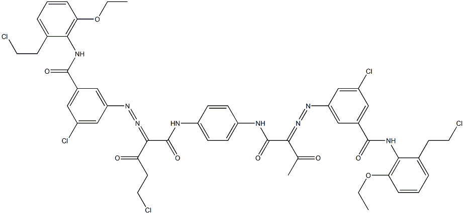 3,3'-[2-(Chloromethyl)-1,4-phenylenebis[iminocarbonyl(acetylmethylene)azo]]bis[N-[2-(2-chloroethyl)-6-ethoxyphenyl]-5-chlorobenzamide] Struktur