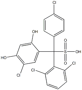 (4-Chlorophenyl)(2,6-dichlorophenyl)(5-chloro-2,4-dihydroxyphenyl)methanesulfonic acid Struktur