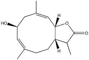 (3aS,6E,8S,10E,11aR)-3a,4,5,8,9,11a-Hexahydro-8-hydroxy-3,6,10-trimethylcyclodeca[b]furan-2(3H)-one Struktur