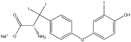 (R)-2-Amino-3-[4-(4-hydroxy-3-iodophenoxy)phenyl]-3,3-diiodopropanoic acid sodium salt Struktur