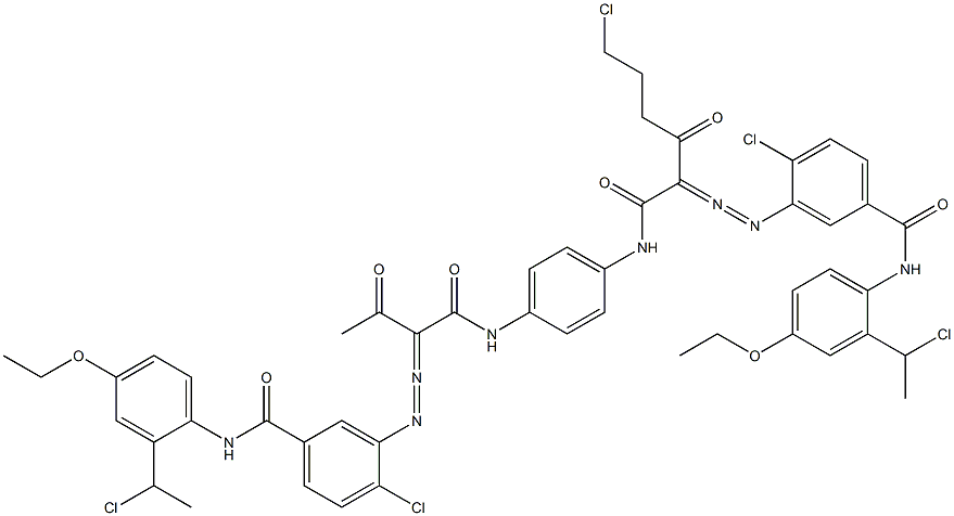 3,3'-[2-(2-Chloroethyl)-1,4-phenylenebis[iminocarbonyl(acetylmethylene)azo]]bis[N-[2-(1-chloroethyl)-4-ethoxyphenyl]-4-chlorobenzamide] Struktur