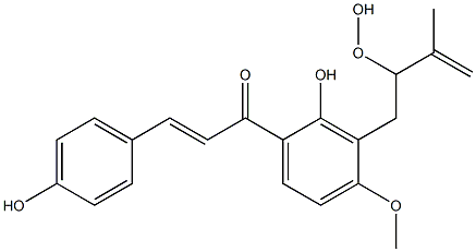 2',4-Dihydroxy-4'-methoxy-3'-(3-methyl-2-hydroperoxy-3-butenyl)chalcone Struktur