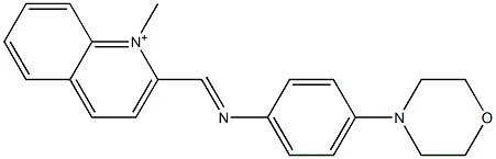 1-Methyl-2-[(4-morpholinophenyl)iminomethyl]quinolin-1-ium Struktur