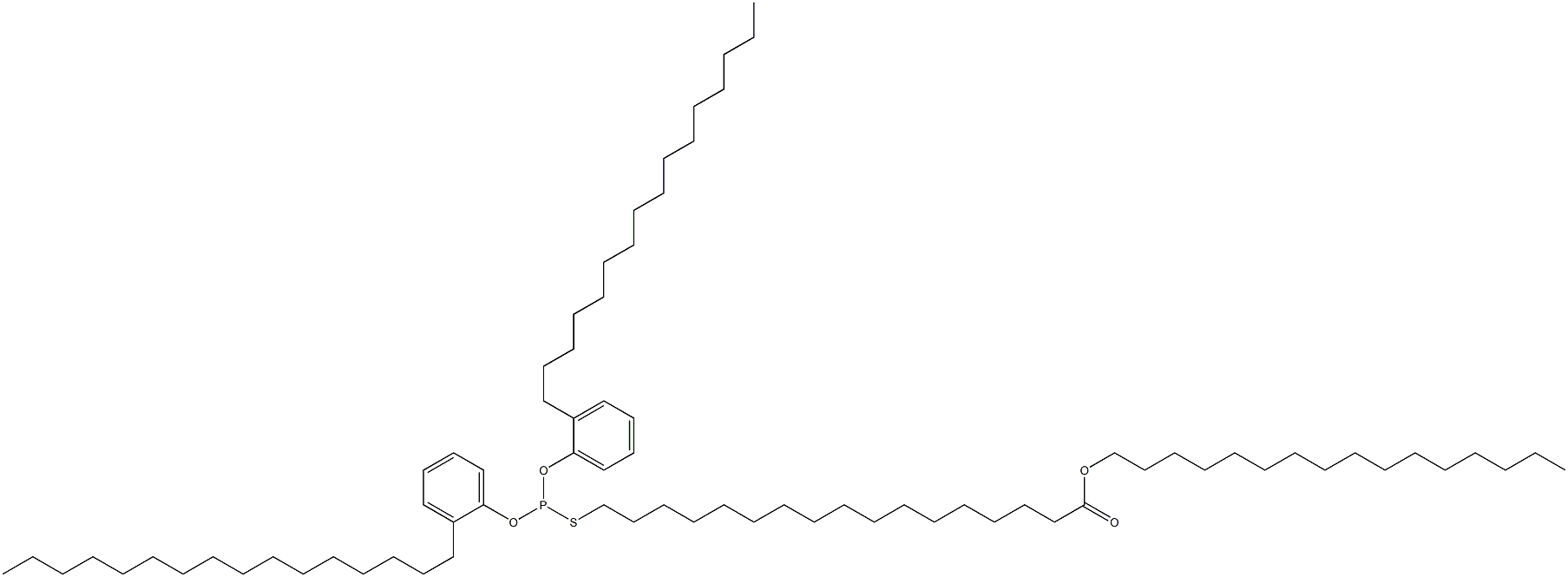 Thiophosphorous acid O,O-bis(2-hexadecylphenyl)S-(17-hexadecyloxy-17-oxoheptadecyl) ester Struktur