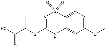 6-Methoxy-3-[(1-carboxyethyl)thio]-4H-1,2,4-benzothiadiazine 1,1-dioxide Struktur