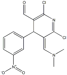 2,6-Dichloro-3,4-dihydro-3-[(dimethylamino)methylene]-4-(m-nitrophenyl)pyridine-5-carbaldehyde Struktur