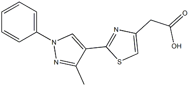 2-(5-Methyl-2-phenyl-2H-pyrazol-4-yl)thiazole-4-acetic acid Struktur