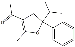 4,5-Dihydro-3-acetyl-2-methyl-5-phenyl-5-isopropylfuran Struktur