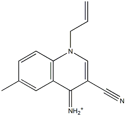 1-(2-Propenyl)-6-methyl-3-cyano-1,4-dihydroquinolin-4-iminium Struktur