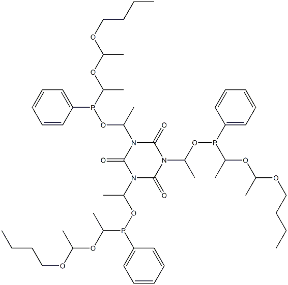 1,3,5-Tris[1-[[[1-(1-butoxyethoxy)ethyl]phenylphosphino]oxy]ethyl]-1,3,5-triazine-2,4,6(1H,3H,5H)-trione Struktur