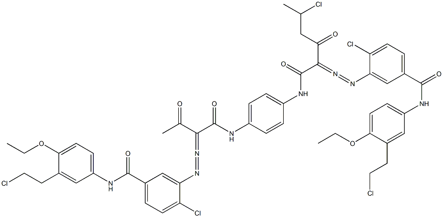 3,3'-[2-(1-Chloroethyl)-1,4-phenylenebis[iminocarbonyl(acetylmethylene)azo]]bis[N-[3-(2-chloroethyl)-4-ethoxyphenyl]-4-chlorobenzamide] Struktur