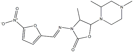 5-(2,4-Dimethyl-1-piperazinyl)methyl-3-(5-nitrofurfurylidene)amino-2-oxazolidinone Struktur