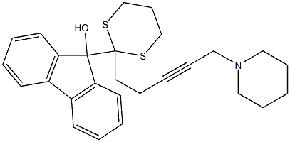 9-[2-[5-(1-Piperidinyl)-3-pentynyl]-1,3-dithian-2-yl]-9H-fluoren-9-ol Struktur