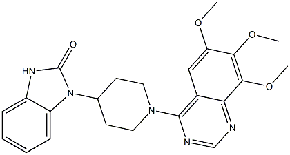 1-[1-(6,7,8-Trimethoxyquinazolin-4-yl)-4-piperidinyl]-1,3-dihydro-2H-benzimidazol-2-one Struktur