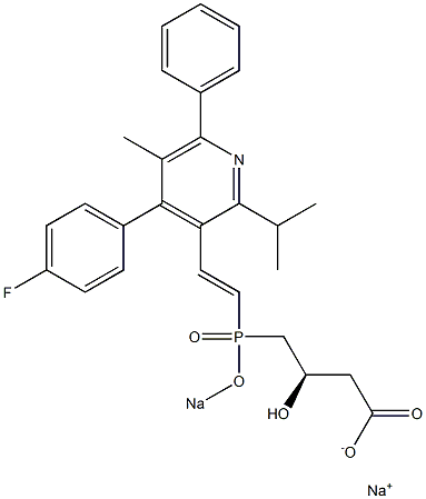 (3R)-4-[[(E)-2-[4-(4-Fluorophenyl)-2-isopropyl-5-methyl-6-phenyl-3-pyridinyl]ethenyl]sodiooxyphosphinyl]-3-hydroxybutyric acid sodium salt Struktur