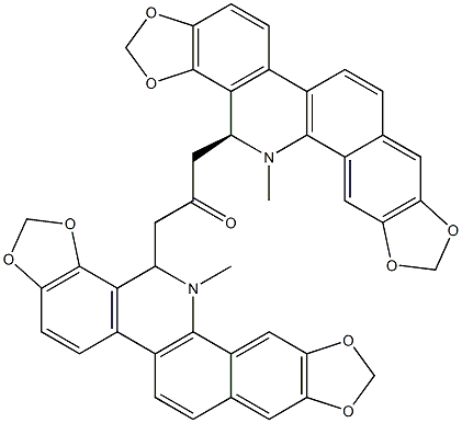 1,3-Bis[(14S)-13,14-dihydro-13-methyl[1,3]benzodioxolo[5,6-c]-1,3-dioxolo[4,5-i]phenanthridin-14-yl]-2-propanone Struktur