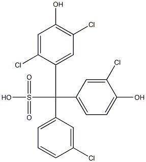 (3-Chlorophenyl)(3-chloro-4-hydroxyphenyl)(2,5-dichloro-4-hydroxyphenyl)methanesulfonic acid Struktur