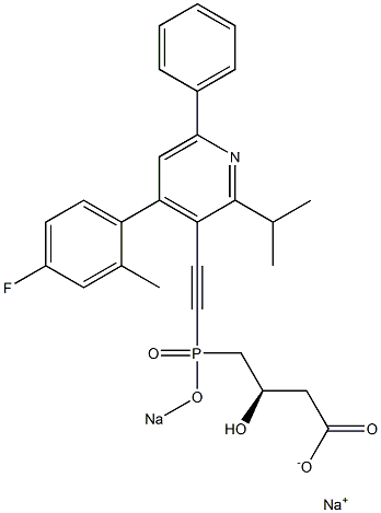 (3R)-4-[[[4-(4-Fluoro-2-methylphenyl)-2-isopropyl-6-phenyl-3-pyridinyl]ethynyl]sodiooxyphosphinyl]-3-hydroxybutyric acid sodium salt Struktur