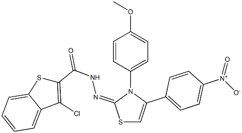 3-Chloro-N'-[(3-(4-methoxyphenyl)-4-(4-nitrophenyl)-2,3-dihydrothiazol)-2-ylidene]benzo[b]thiophene-2-carbohydrazide Struktur