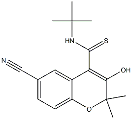 6-Cyano-3-hydroxy-N-tert-butyl-2,2-dimethyl-2H-1-benzopyran-4-carbothioamide Struktur